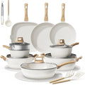 Bazova 24-Piece Pots and Pans Set Non Stick, Titanium-Reinforced Ceramic by Cookware