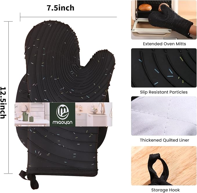 4 Pieces Oven and Pot Holders Mitts of Macaron Color Thickened Non-Slip - Image 2