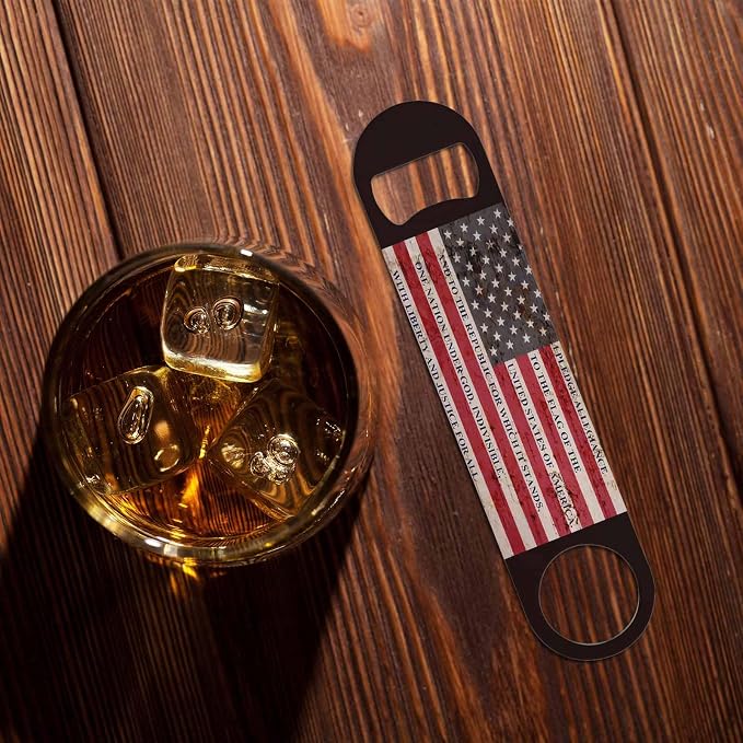 Usa Flag Stainless Steel Bottle Opener Pledge of Allegiance Written on A - Image 7