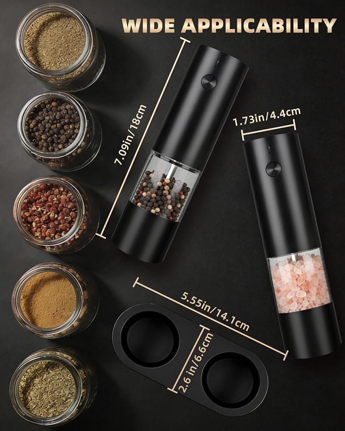 Electric Salt and Pepper Grinder Set Rechargeable, Automatic Salt and Pepper - Image 6