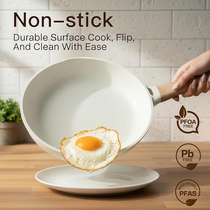 Pots and Pans Set Non Stick Non-Toxic 22 Pcs Ceramic Cookware Sets Nonstick - Image 3