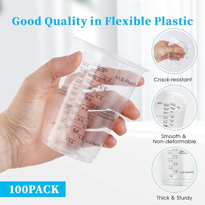 100 PACK Plastic Measuring Cups, 10 oz Disposable Mixing Cups - Image 2