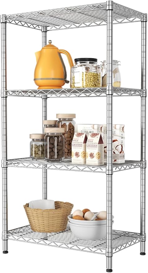 SINGAYE 4 Shelves Adjustable Storage Shelf Wire Shelving Rack Bathroom Standing by SINGAYE