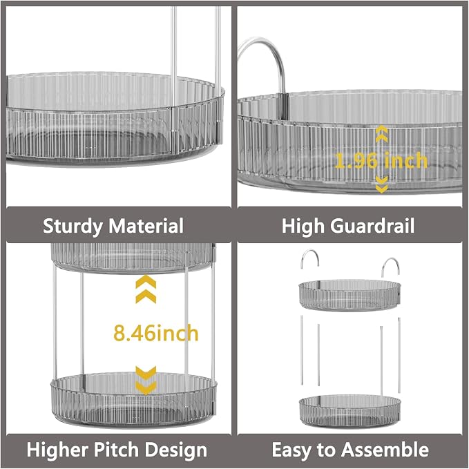 Asayuee 360 Rotating Makeup Organizer, 3 Tier Large Capacity Make Up Organizers - Image 4