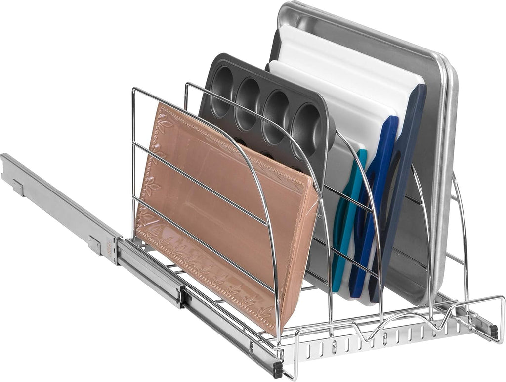 Pull Out Organizer for Bakeware, Cutting Board and Trays, 12.5”W x