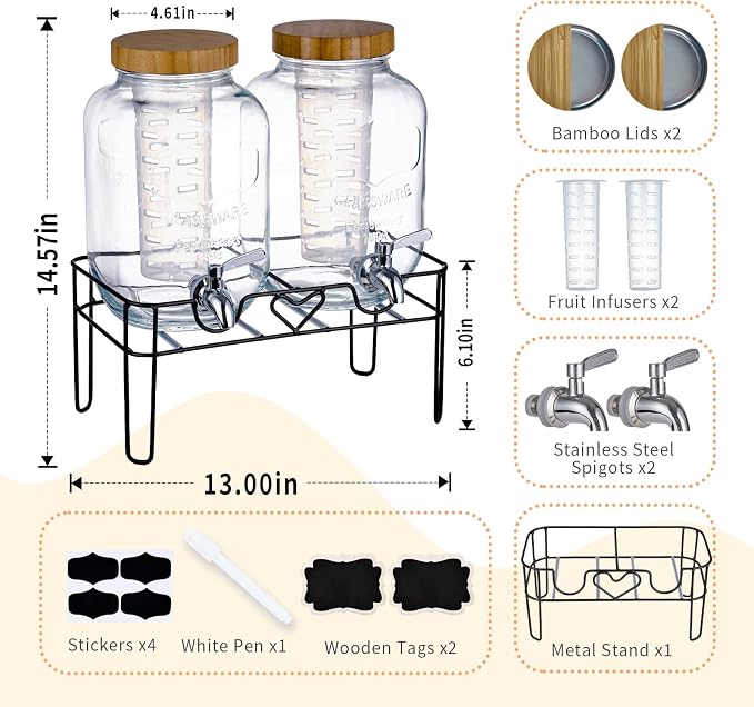 2 Pack1Gallon Glass Drink Dispenser - Image 3