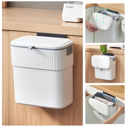 ELPHECO Hanging Trash Can with Lid 2.5 Gallon Kitchen Compost Bin by ELPHECOUSA