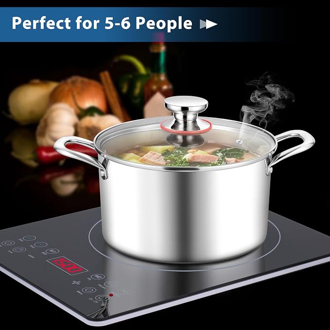 E-far 6 Quart Stock Pot, Tri-Ply Stainless Steel Cooking Pot - Image 6