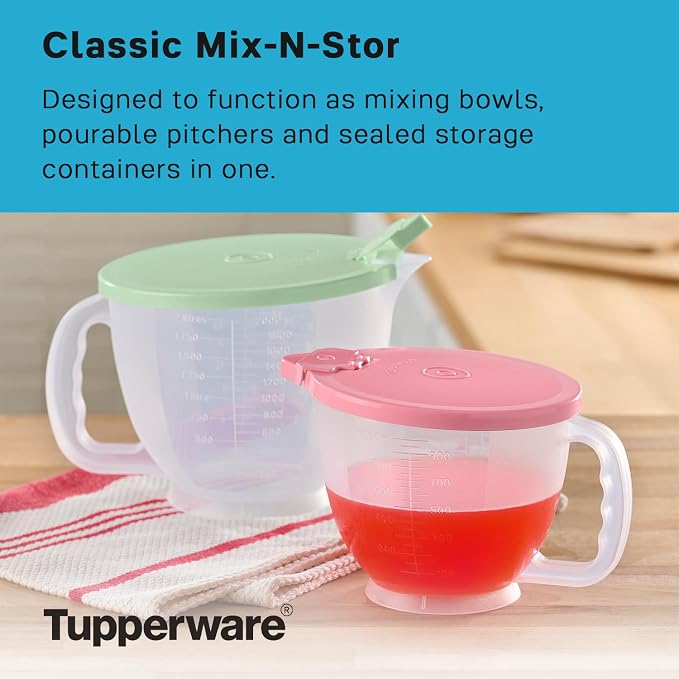 Tupperware Classic Mix-N-Store Pitcher Set in Mint Green and Candy Pink - Image 2