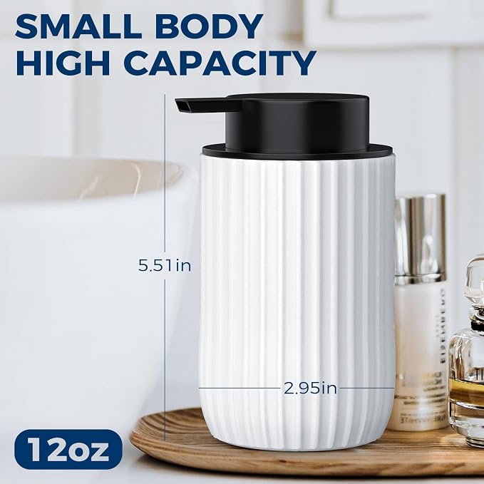 Ceramic Foaming Hand Soap Dispenser 2Pack，12 oz Bathroom Soap Dispensers， - Image 2