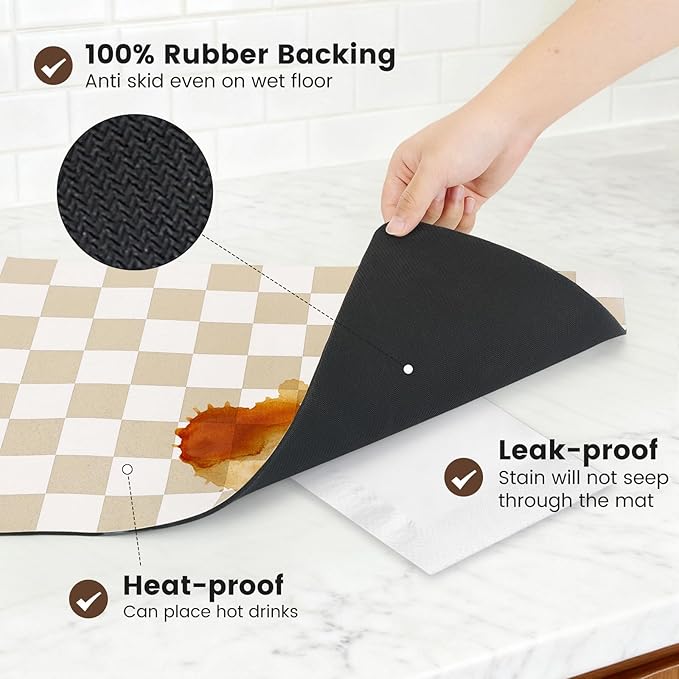 17" x 32" Checkered Dish Drying Mat - Image 4