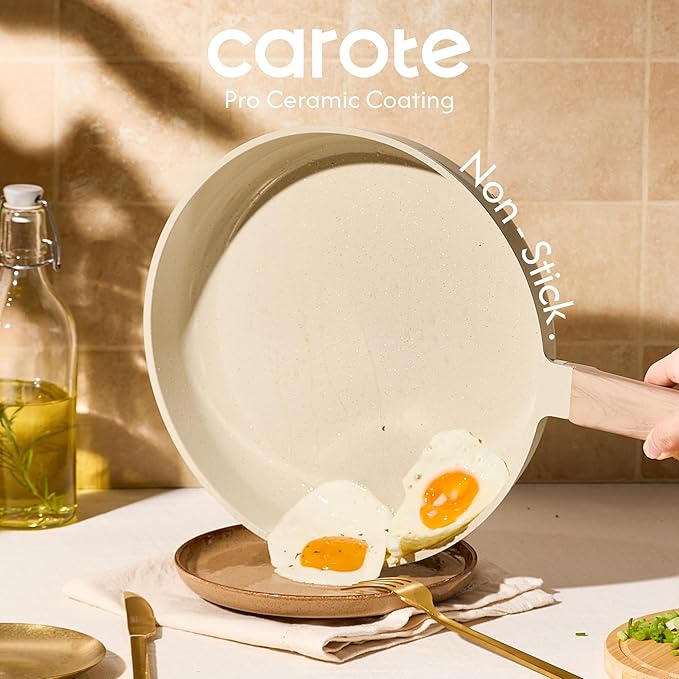 CAROTE 10" Frying Pan Set, Non-Toxic PTFE & PFOA Free Fry Pan & Omelet Pan - Image 3