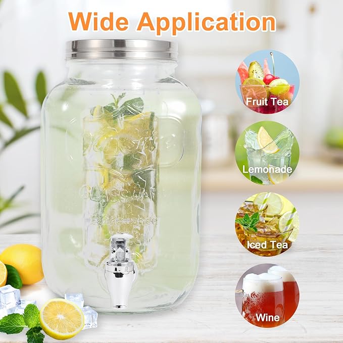 Drink Dispenser With Spigot, 1 Gallon Glass Drink Dispensers - Image 5