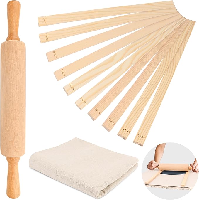 12 Pcs Pottery Tools Set, Include17in Slab Roller by Ahier
