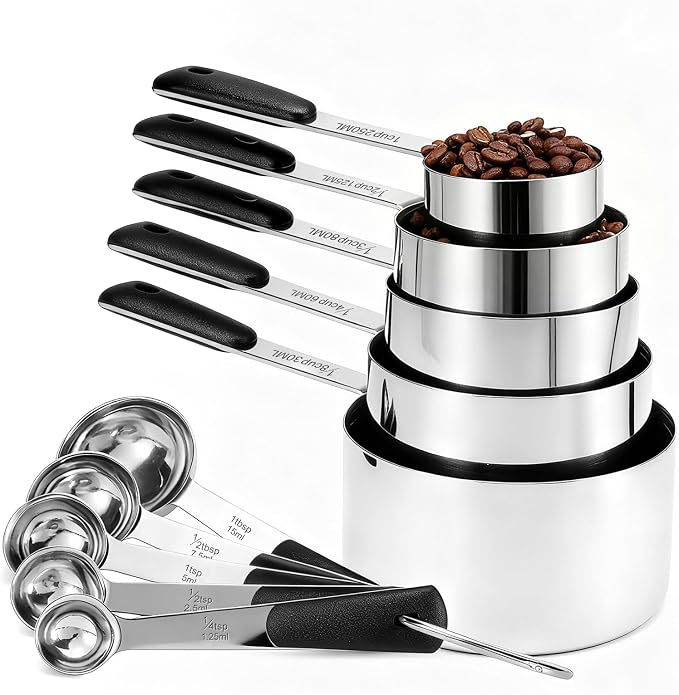 Bopei Measuring Cups and Spoons Set Stainless Steel 10 Piece by Bopei