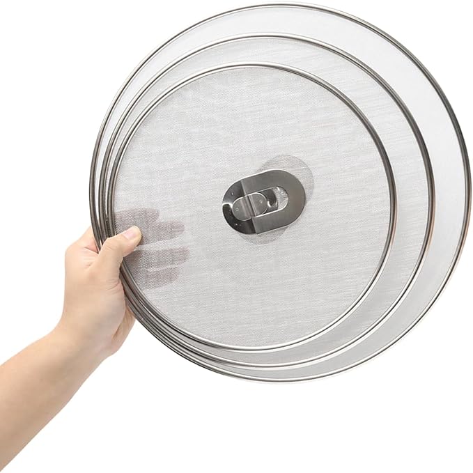 3 Pack Silver Stainless Steel Splatter Screens, Grease Splatter Guard - Image 3