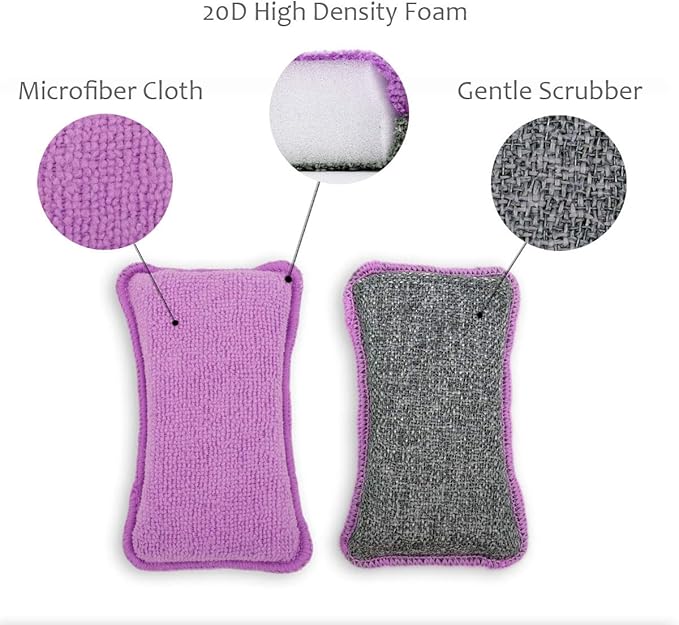 UPSTAR Kitchen Sponges for Dishes, Microfiber Cleaning Scrubber, Non-Scratch - Image 4