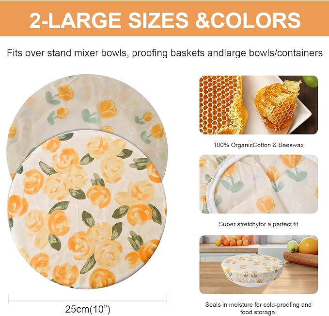 2Pcs Reusable Bowl Covers for Bread Proofing - Image 2