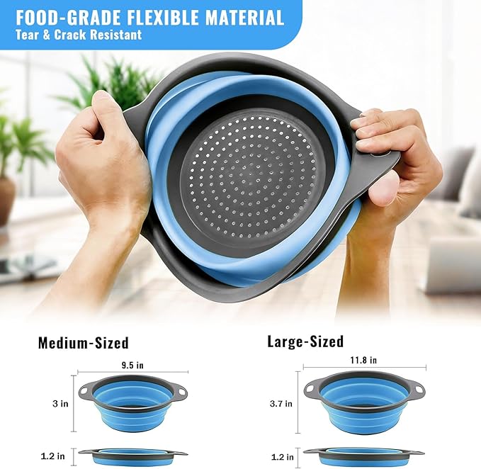 2 Pack Collapsible Silicone Colander - Image 6