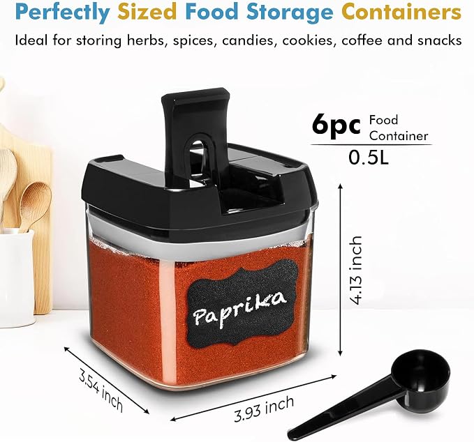 Shazo 6 PC Airtight Food Storage Containers + 6 Spoons Included - Image 3