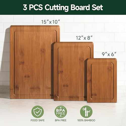 3-Piece Set Bamboo Cutting Board - Image 2
