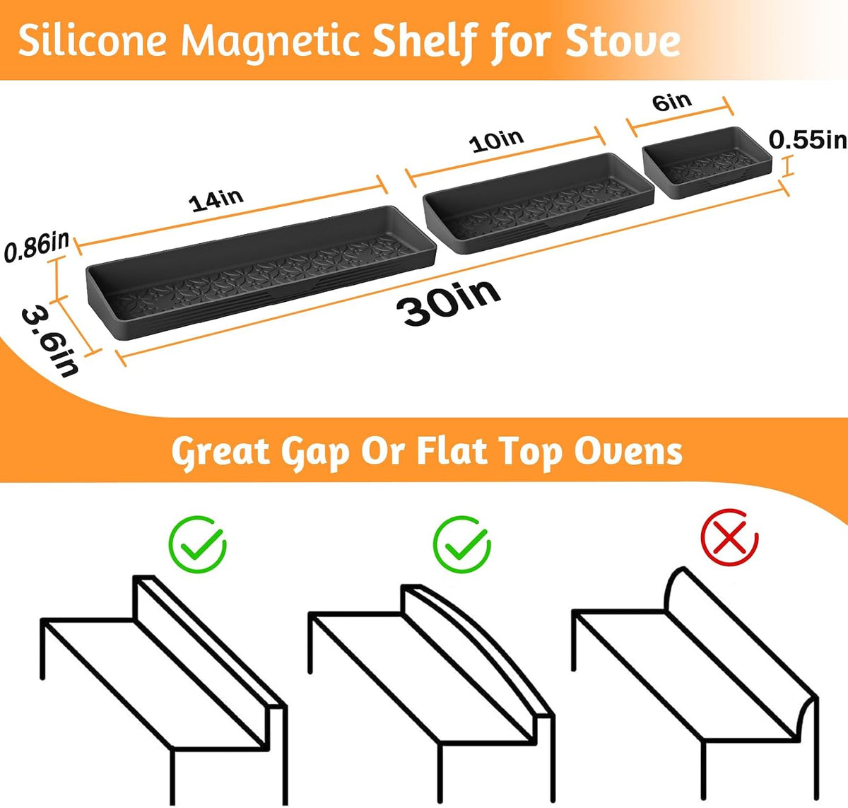 Foeacry Magnetic Stove Top Shelf 30"/24"/20", 3-Piece Silicone Over