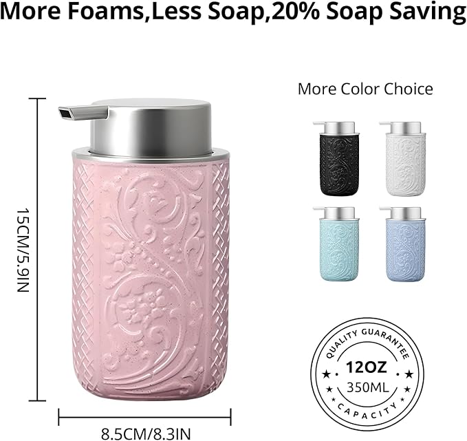 12OZ/350ML Ceramic Foaming Soap Dispenser Empty Hand Soap Dispenser Refillable - Image 2