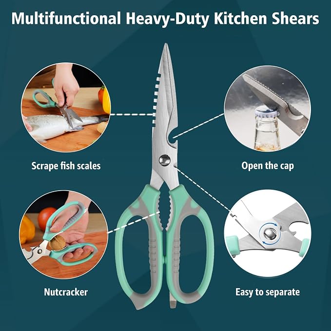 BoFuYuan Kitchen Scissors, 9-Inch Heavy Duty Multipurpose Food Cutting Shears - Image 6