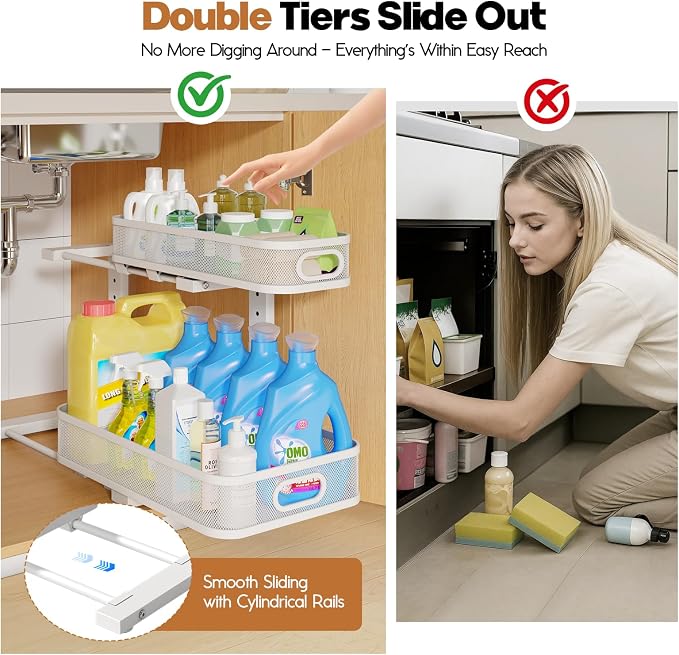2 Pack 17.3IN-Depth Under Sink Organizer - Image 3