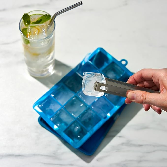 Host Ice Cube Tray with Lid, Makes 15 1.25" Cubes, Durable Silicone Trays - Image 4