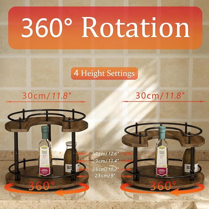 2 Tier Lazy Susan Organizer, 2-Tier Spinning Spice Rack - Image 3