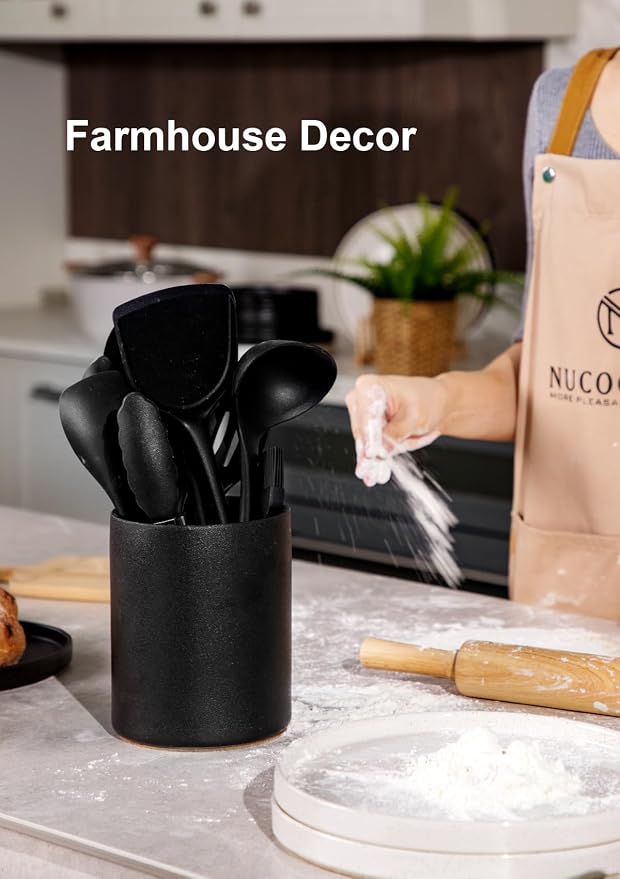 Nucookery Utensil Holder, 6.4" Ceramic Kitchen Utensil Holder - Image 6