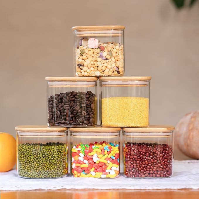 Glass Food Storage Jars 27oz Set of 6, Glass Storage Containers Clear Glass - Image 6