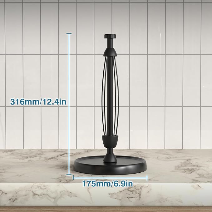 Paper Towel Holder Countertop, One-Handed Tear, Stainless Steel, Weighted Base - Image 6