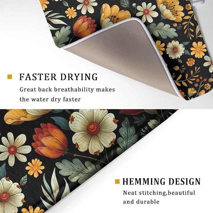 Vintage Boho Floral Dish Drying Mat - Image 3