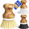 Holikme Bamboo Palm Brush Dish Brushes Vegetable Scrubber Round Natural Scrub by Holikme