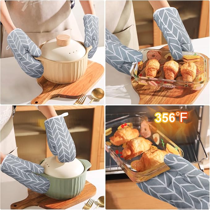 AUAUY Oven Mitts and Pot Holders 6PCS Set, 392°F Heat Resistant Cooking Gloves - Image 2