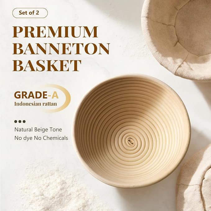 2 Pack Banneton Bread Proofing Baskets - Image 2