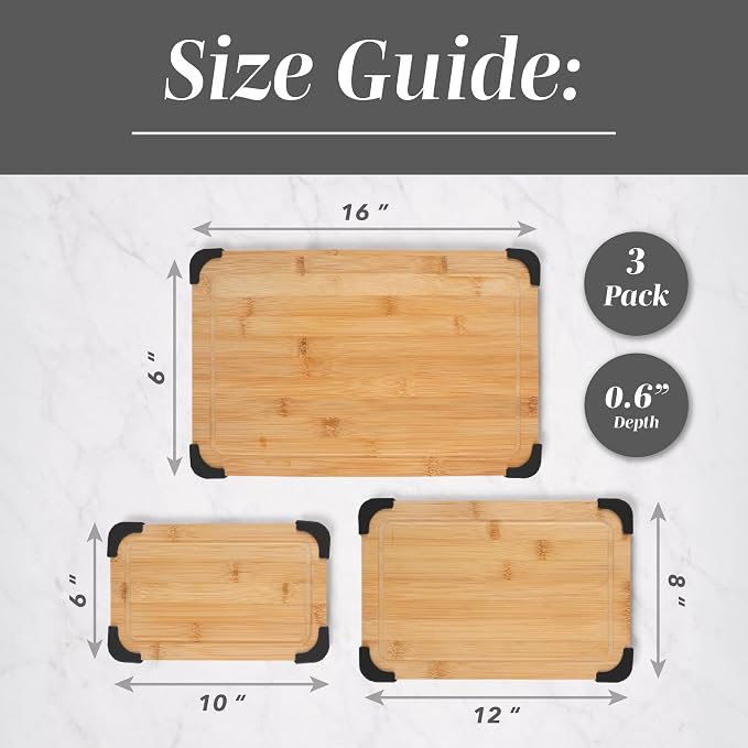 COOK WITH COLOR Non-Slip Cutting Board Set – Kitchen Essentials with Easy Grip - Image 3