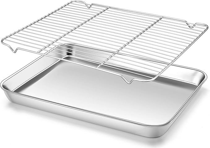 Homikit Baking Sheet with Wire Rack, Metal Baking Tray Jelly Roll Pan with by Homikit
