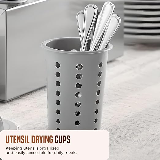 OCS Parts Perforated Utensil Drying Cups | Gray | Set of 3 | Plastic Flatware - Image 3