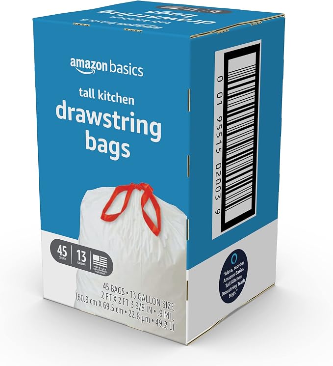 Amazon Basics Tall Kitchen Drawstring Trash Bags, 13 Gallon - Image 4