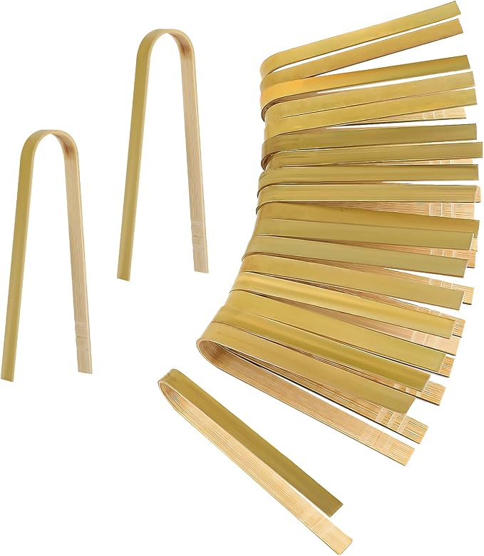 Luter 20pcs Wooden Disposable Cooking Utensils Mini Wooden Tongs Natural Toast by Unknown