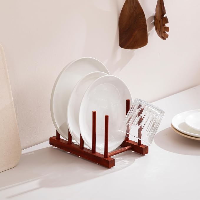 HBlife 2pcs Rosewood Wooden Dish Drying Rack - Image 3