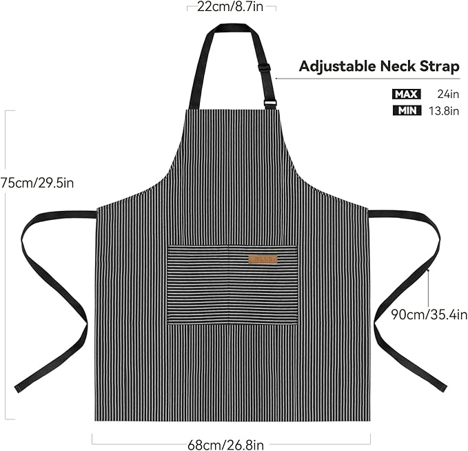 NLUS 2 Pack Kitchen Cooking Aprons, Adjustable Bib Soft Chef Apron - Image 2