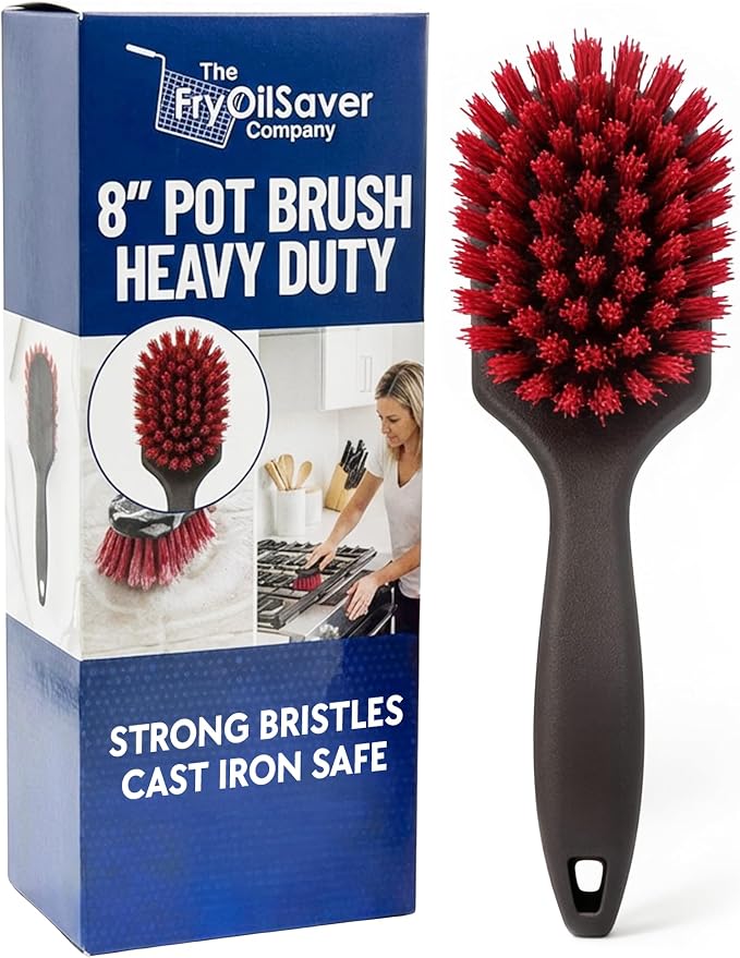 8 Inch Pot & Dish Kitchen Scrub Brush by THEFRYOILSAVERCOMPANY