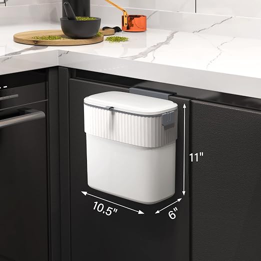 ELPHECO Hanging Trash Can with Lid 2.5 Gallon Kitchen Compost Bin - Image 2
