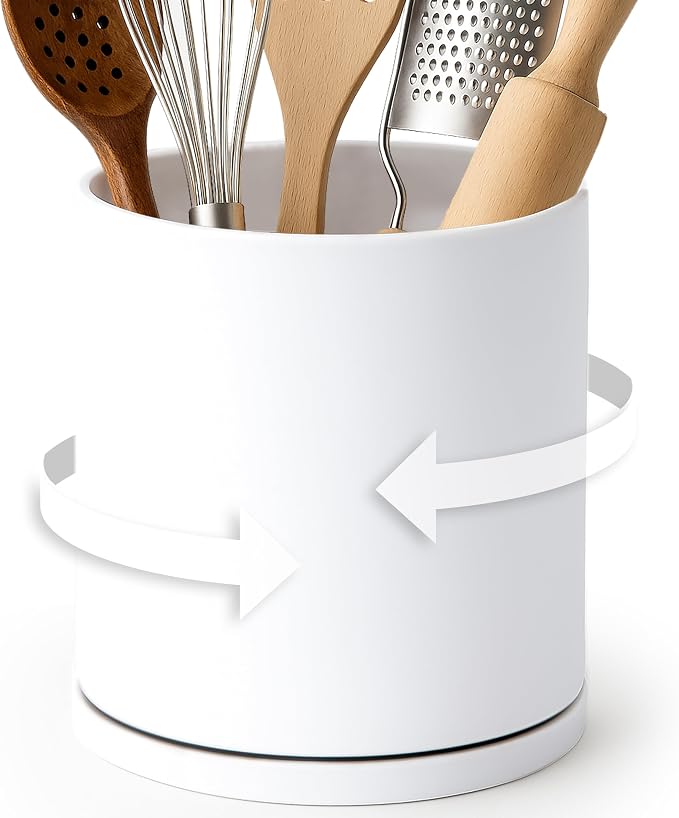 D'vine Dev 360° Rotating Utensil Holder – 7.2" Kitchen Utensil Crock by DvineDevPlanterPotsandStand