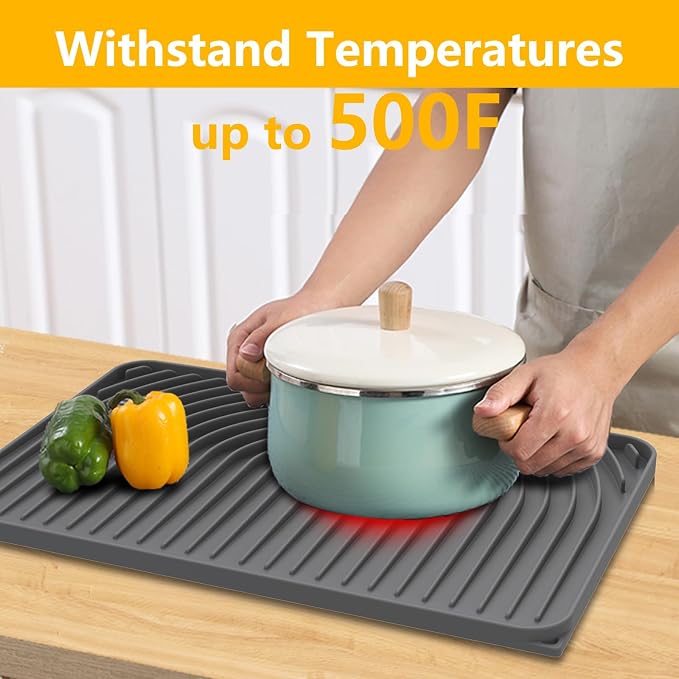 Silicone Dish Drying Mat for Kitchen Counter, 18x12 Inch Dish Drying Rack Mat - Image 6