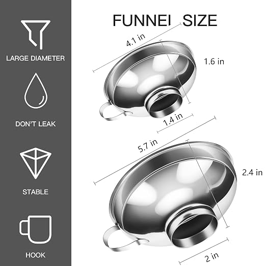2 PCS Canning Funnel for Wide and Regular Jars, Wide Mouth Funnel Stainless - Image 3